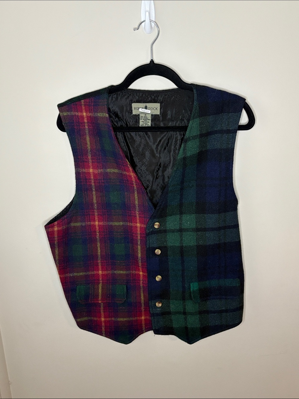 Robert Graham Men’s Plaid Wool Vest - Red & Green